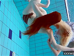 super-hot Russian damsels swimming in the pool