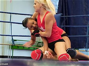 Brandy smirk wrestle with a cutie stunner inside the ring